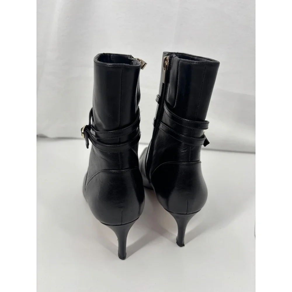 27 Edit Naturalizer Florette Booties Womens 8M Black Leather Kitten Heel Pointed